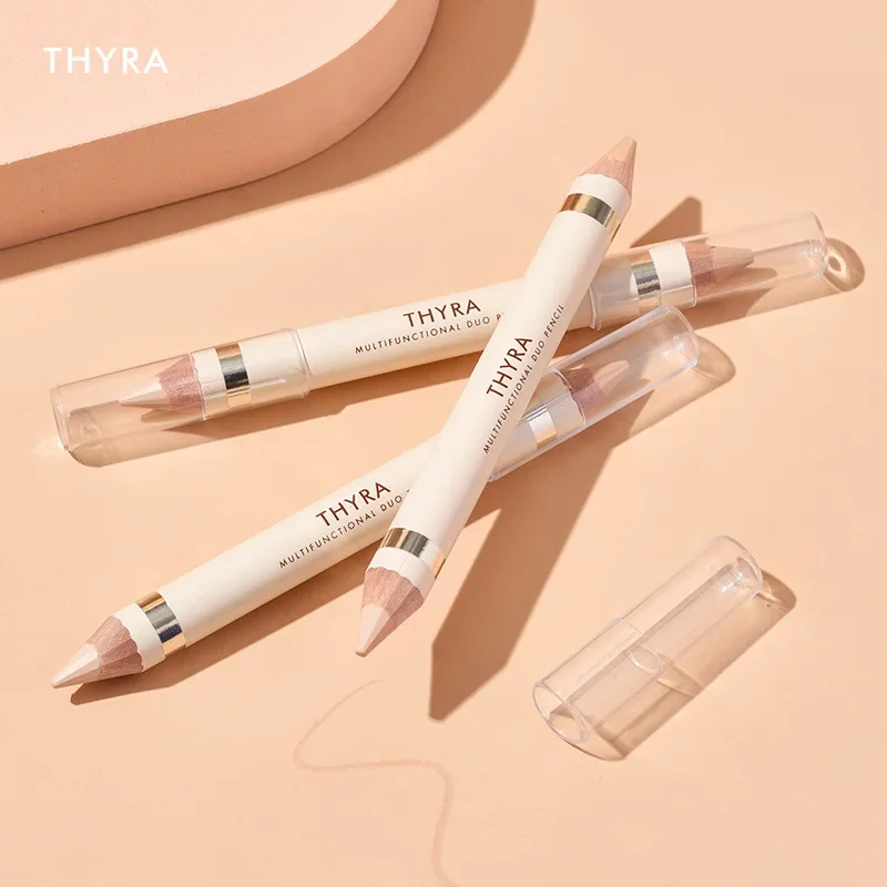 Thyra Penna correttore multieffetto a doppia testa Penna sdraiata con baco da seta per coprire lacrime Fossa Occhiaie Correttore duraturo