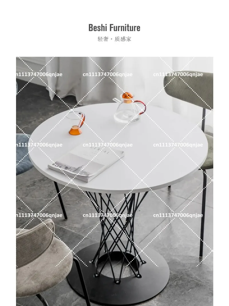 

Dining Table, Nordic Round Eating Table, Wrought Iron Cafe Table, Tempered Glass Negotiation Table