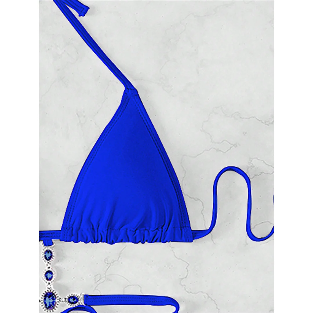 5 Farben, mit Strasssteinen besetzter Bikini, Damen-Badeanzug, zweiteiliges Bikini-Set, Badebekleidung, Badeanzug, Modell V8000. – Detail 31