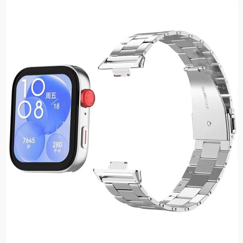 Edelstahlarmband für Huawei Watch Fit 3/4 Dünnes Edelstahlarmband mit drei Anschlüssen für Huawei Watch Fit 4-Serie