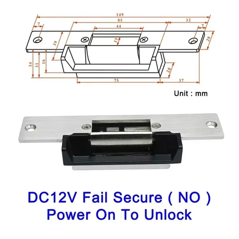Electric Strike Door Lock Access Control Lock Adjustable Narrow Type Unlock Mode Electric Lock Access Control Lock NC-Y41A