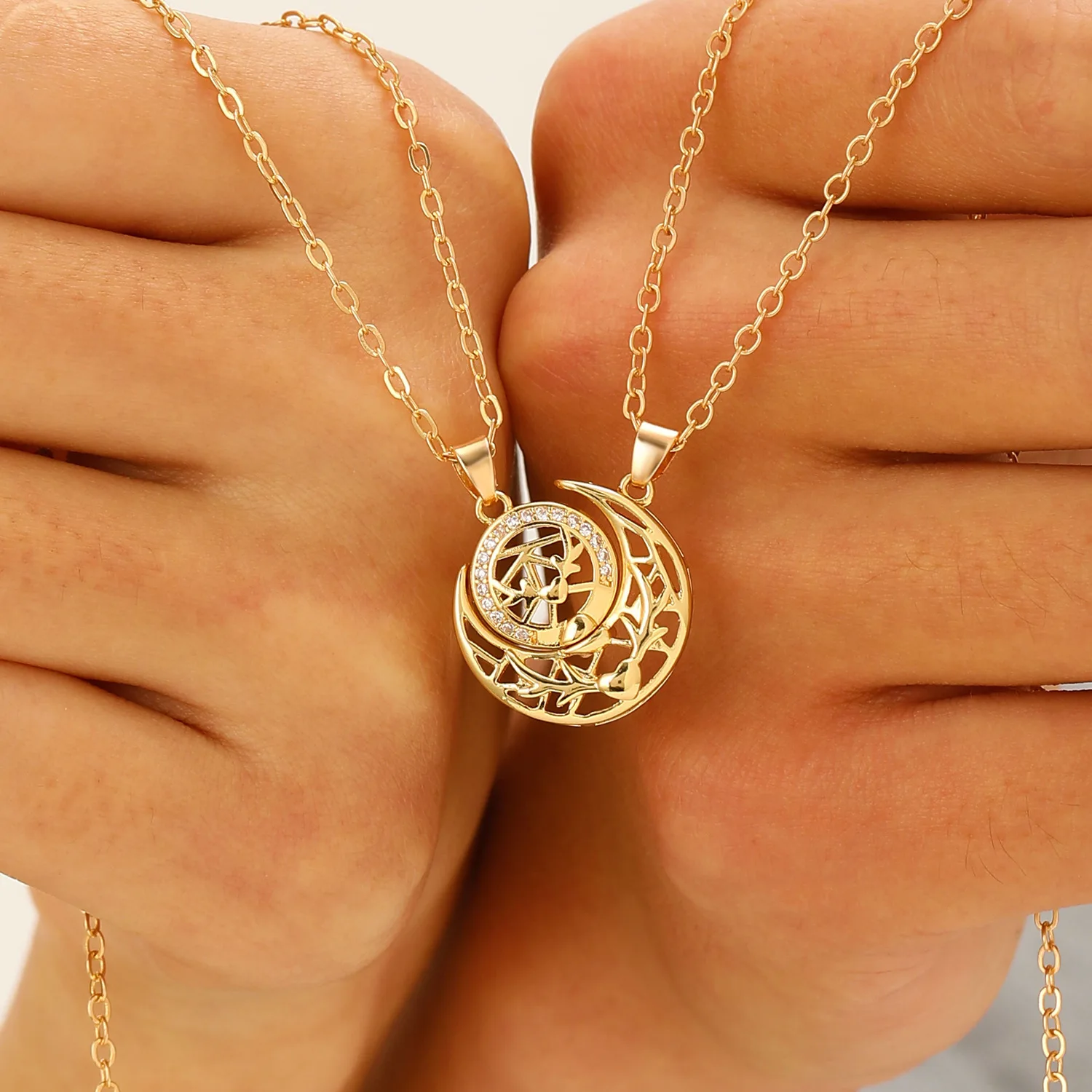 LATS New Copper Magnetic Sun Moon Necklace for Women Men Couple Fashion Chain Good Friend Gifts Trend Jewelry Accessories view 5