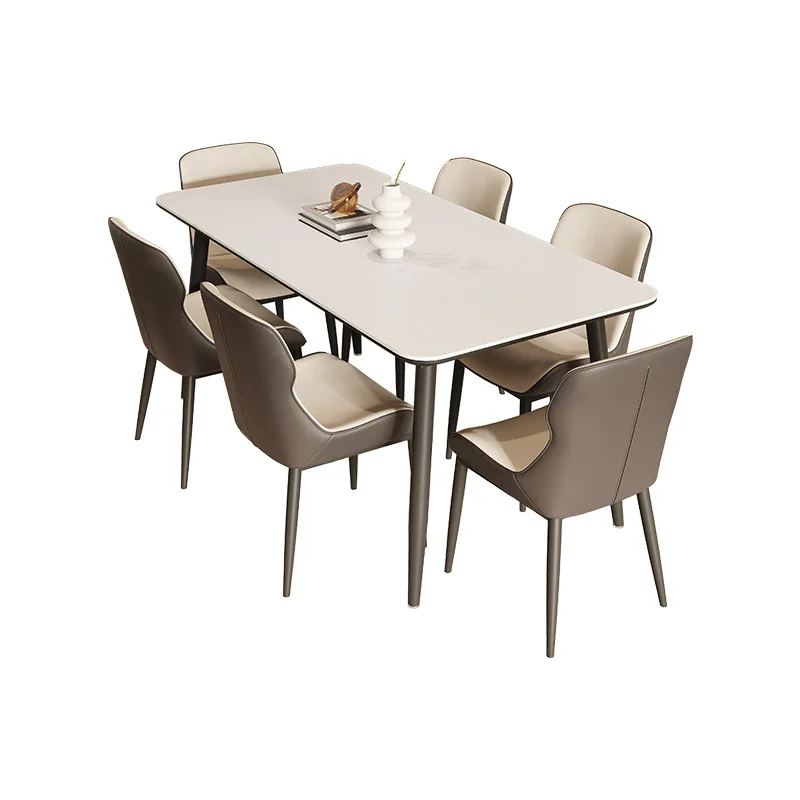 

Glossy High-Density Limestone Dining Table High-Load Bearing Extendable for Family Hotel Use Living Room Furniture