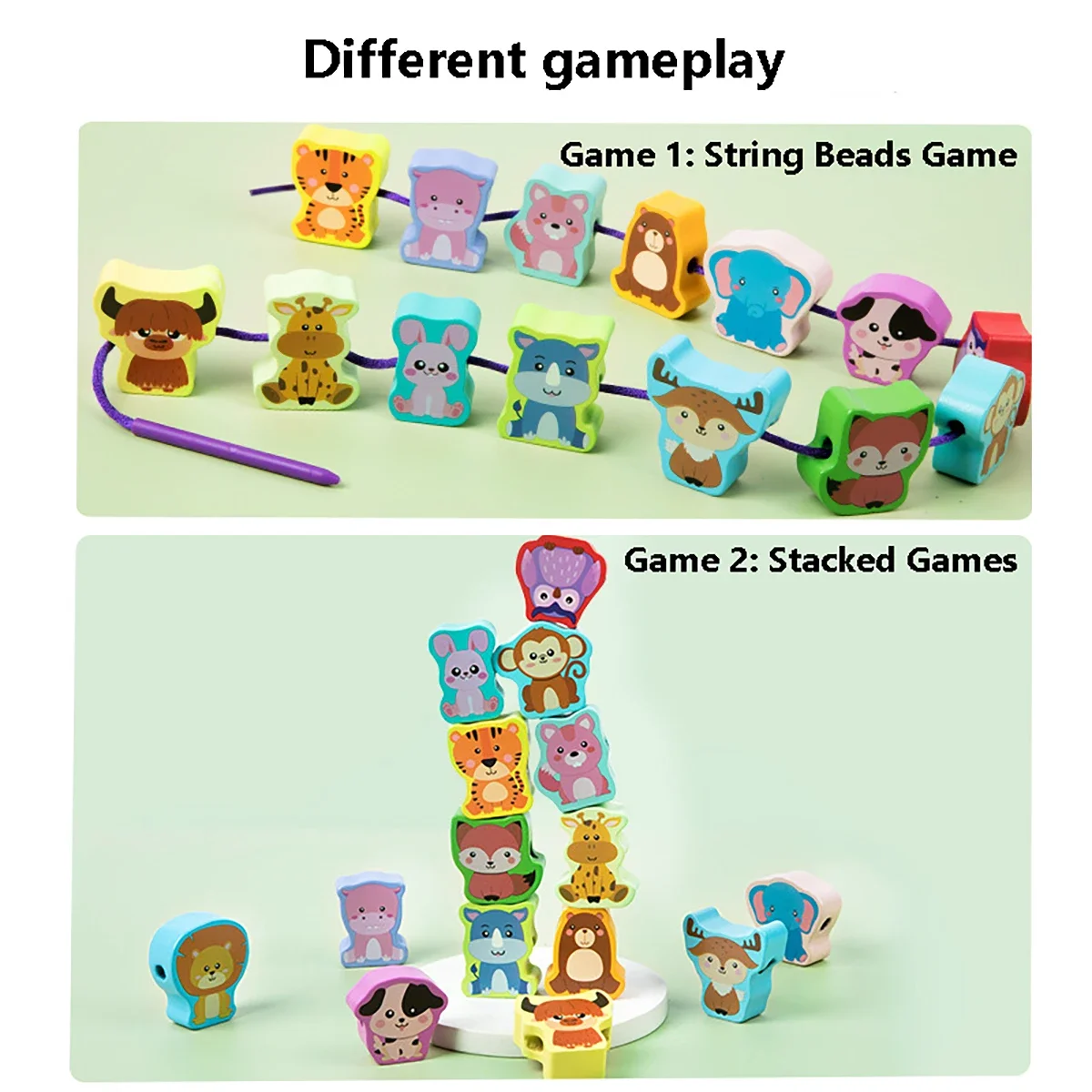 Blocs d'empilage d'équilibre en bois pour animaux de l'océan, jeu pour enfants, filetage en bois, jouets de motricité Fine, 1 pièce