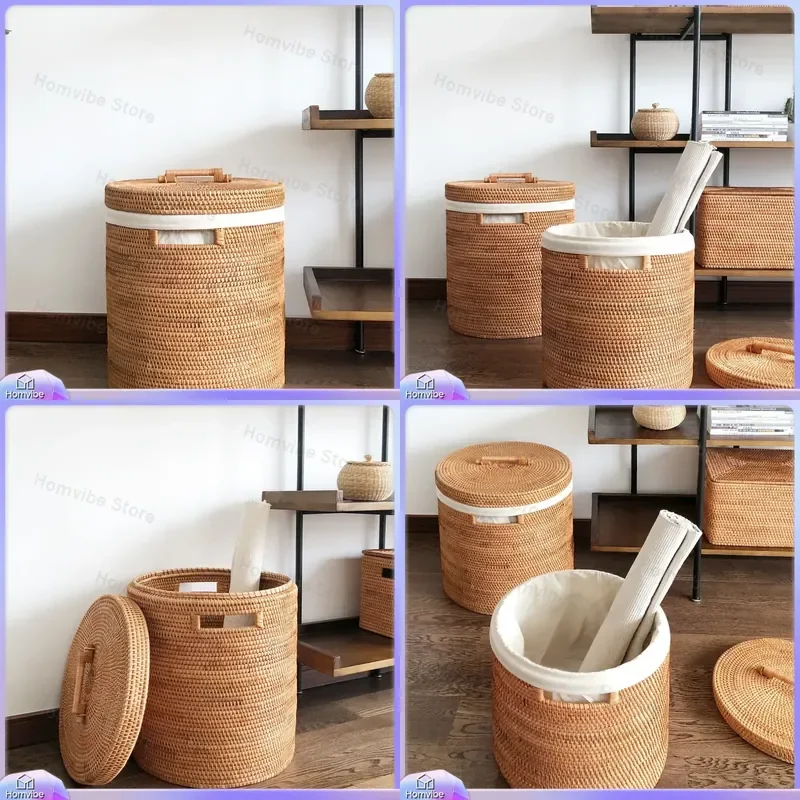 for Vietnam Rattan Dirty Clothes Storage Basket Toy Clothing Bucket Household Woven Simple Large Frame Laundry Hamper