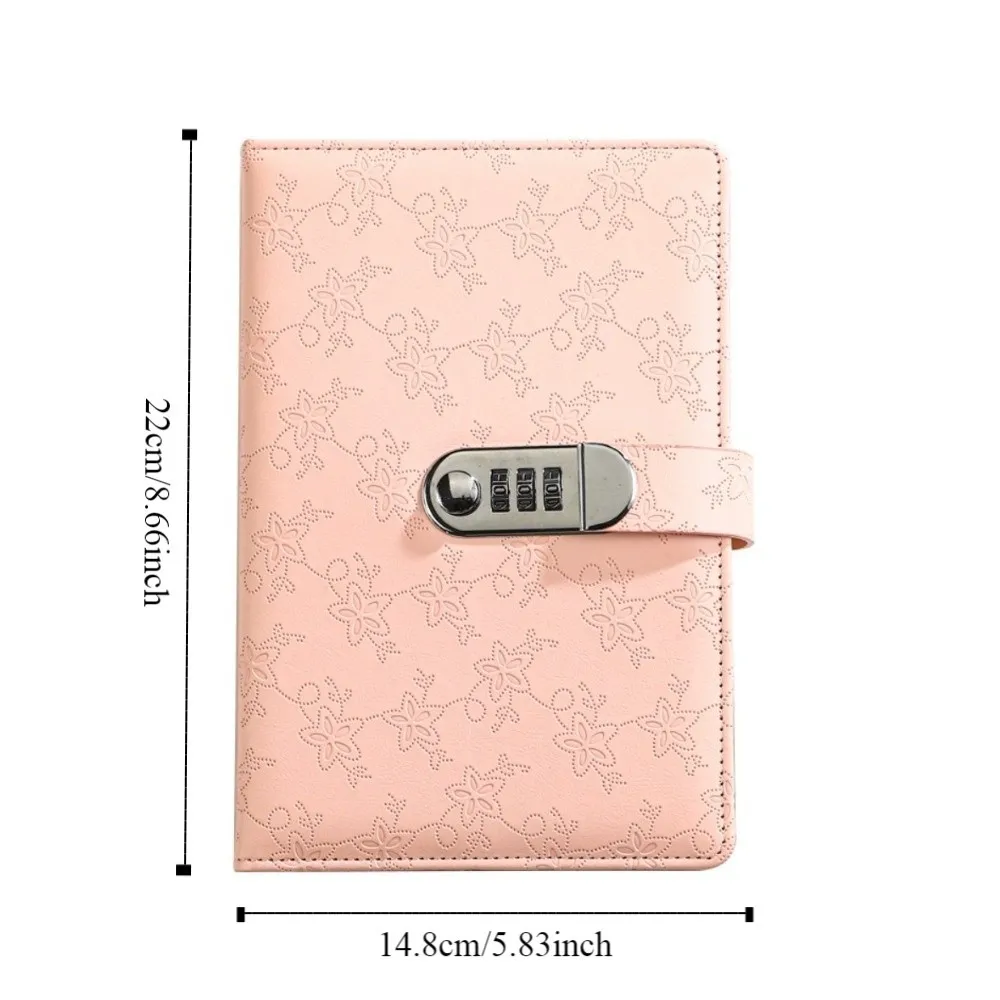 A5 Retro Password Book with Lock Thickened Stationery Embossed Student Notepad Protecting Secrets PU Leather Diary Notebook