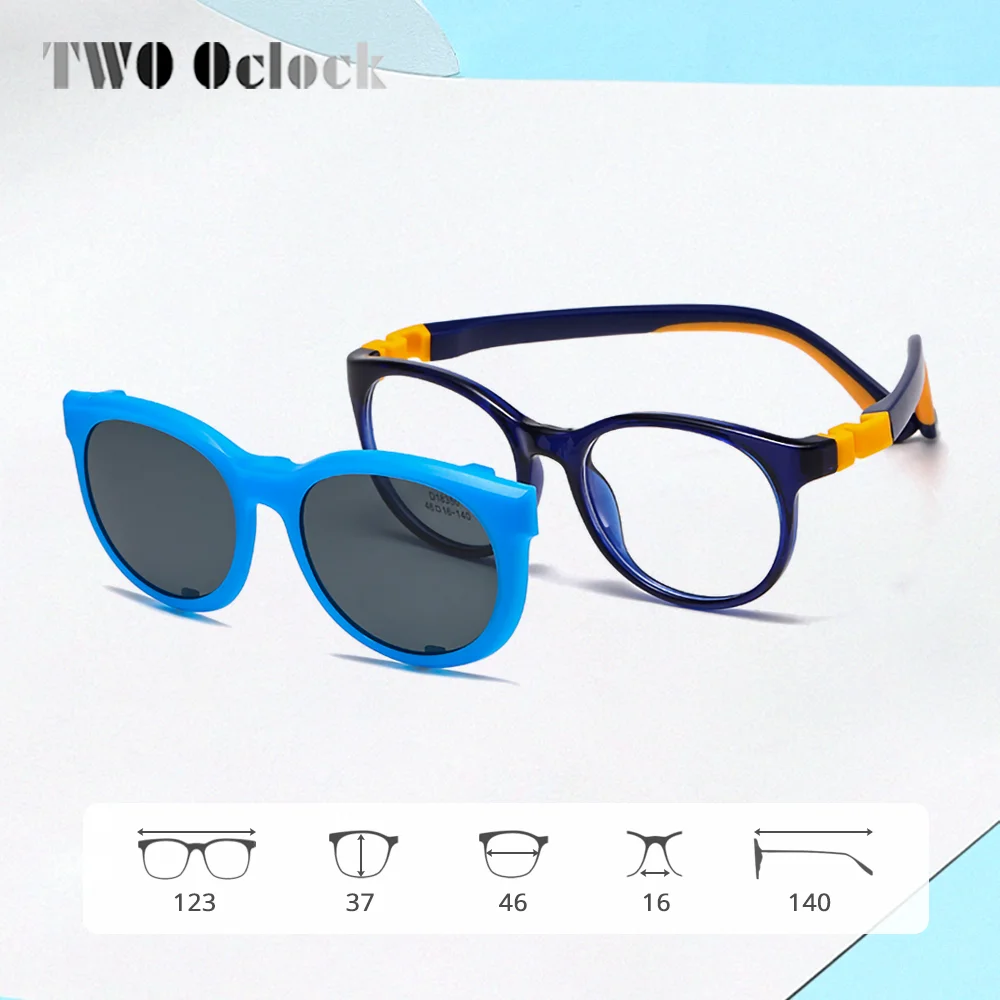 

Durable Lightweight Kids Clip-on Glasses Soft Detachable Eyeglasses Frame Child Round Prescription Optic Frame Zero 46