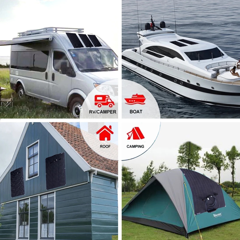 Pannello solare 300W 400W 200W 100W PET pannello solare flessibile cella solare monocristallina per caricabatterie 12v /24V kit casa 1000W