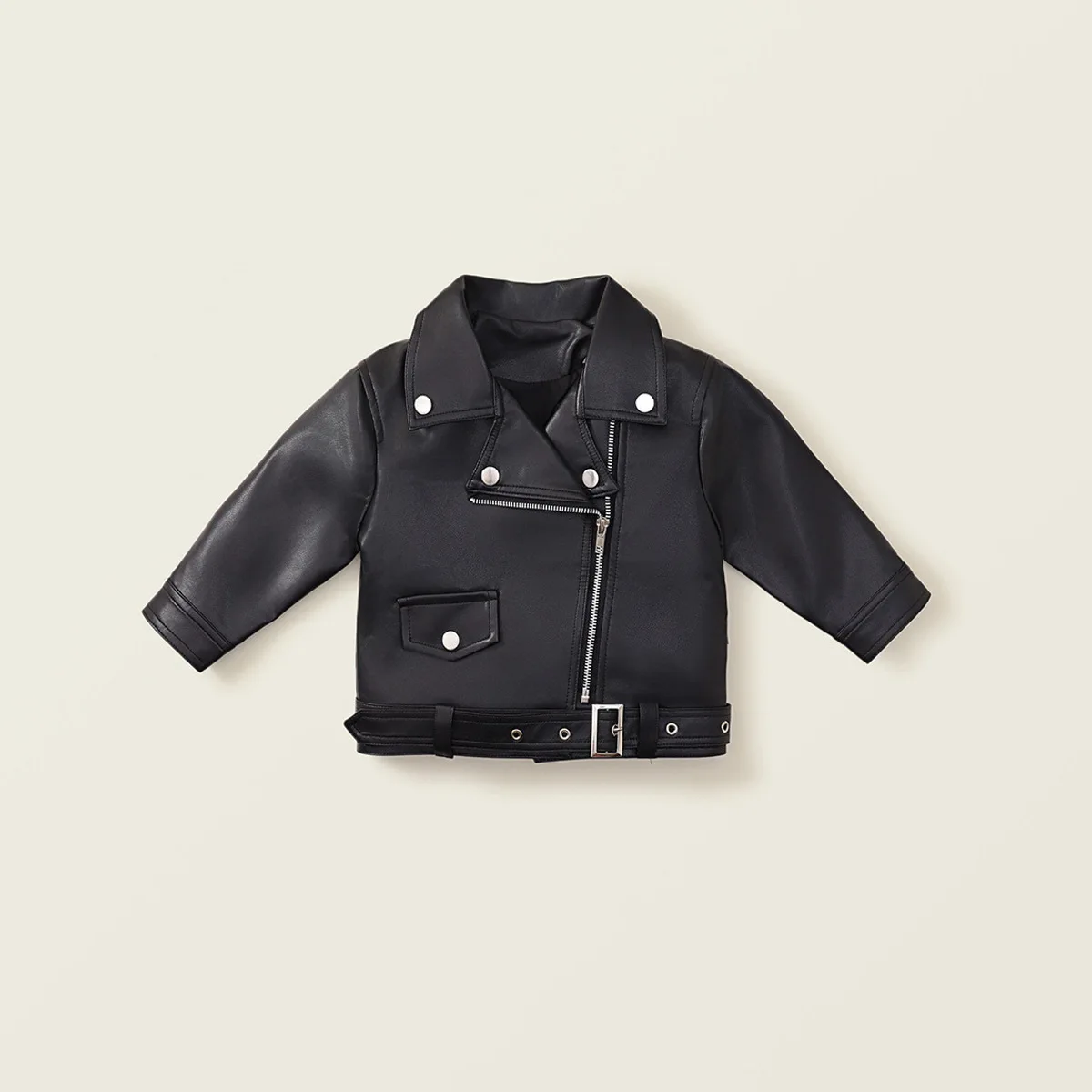 Girls Faux Leather Jacket New Fashion Long Sleeve Versatile Jacket Personality Chic Girl Coat Autumn Winter Children Outerwear