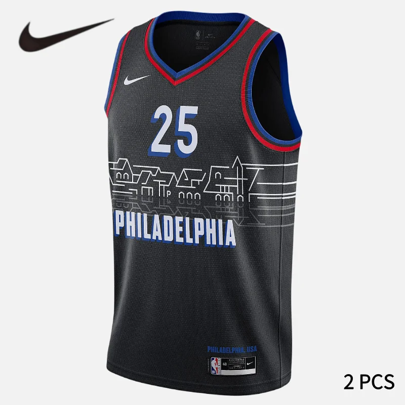 

Nike NBA Philadelphia 76ers Team Simmons Men's No. 25 Basketball Jersey 2 PCS CN1771-015+CN1771-015
