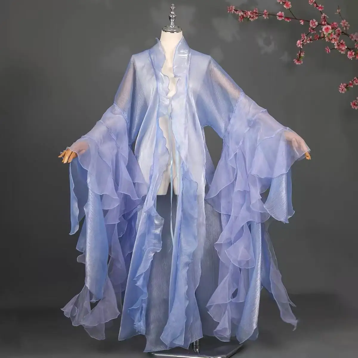 Elegant Hanfu Large Sleeves Shirt Women's Traditional Chinese Loose Lotus Edge Robe Vintage Classical Dance Stage Outer Cape