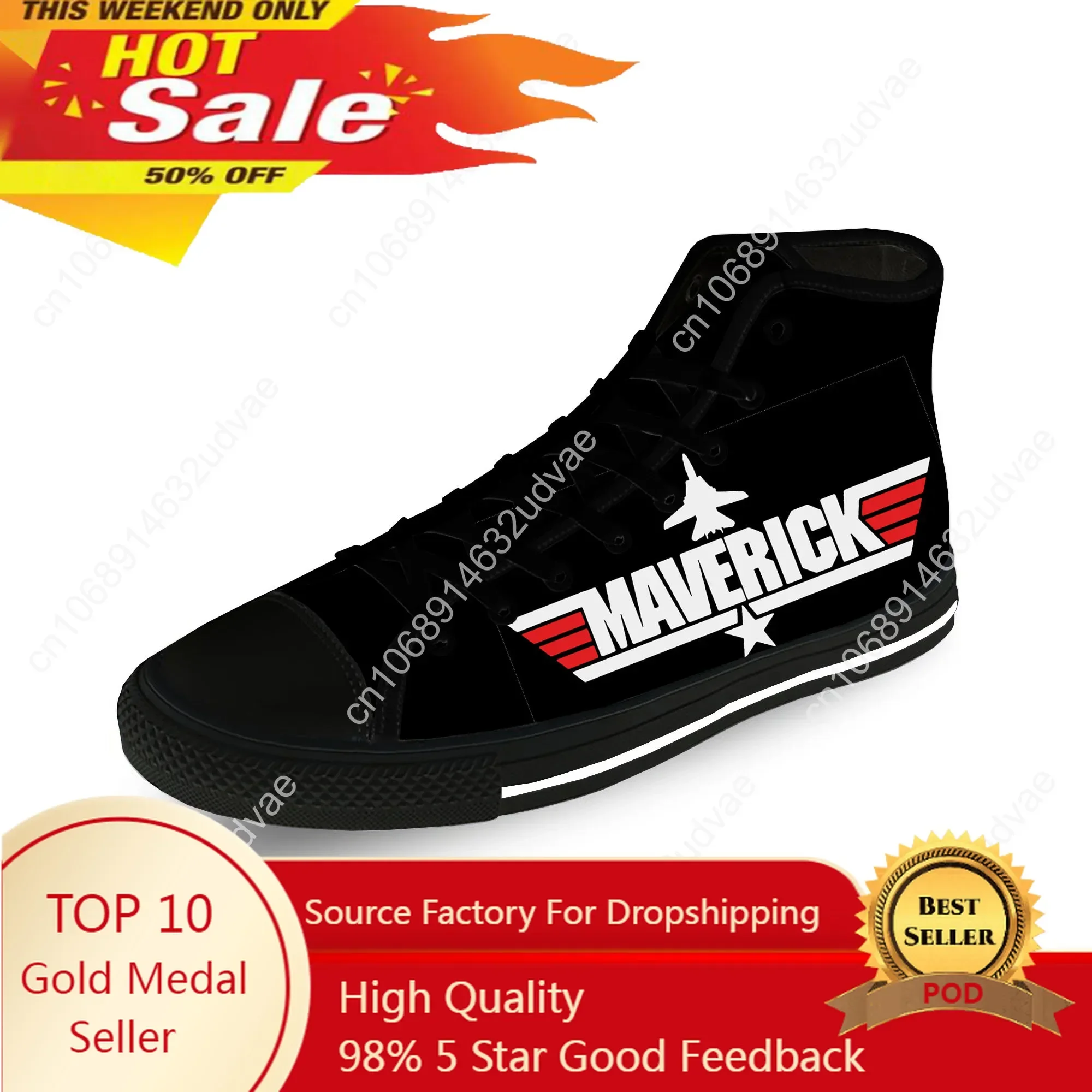 

Top Gun Maverick High Top Sneakers Mens Womens Casual Shoes Canvas Running Shoes 3D Print Breathable Lightweight Shoe