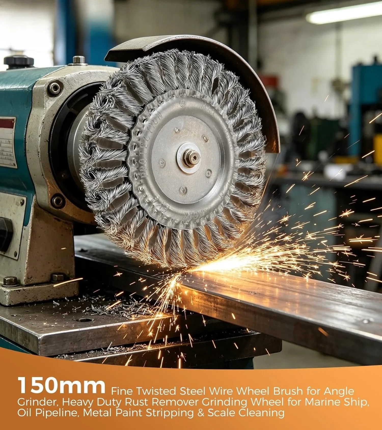 6inch/150mm Heavy Duty Twisted Wire Wheel Brush 16mm Bore Rust Paint Scale Removal Power Tool Sharp Bristles for Fast Cleaning