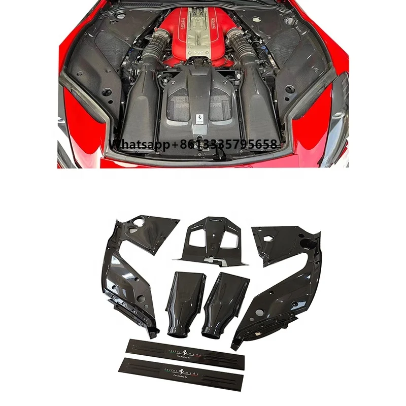 Dry Carbon Fiber Engine Compartment Accessories Real Carbon Fiber Engine Air Intake Cover for Ferrari 812