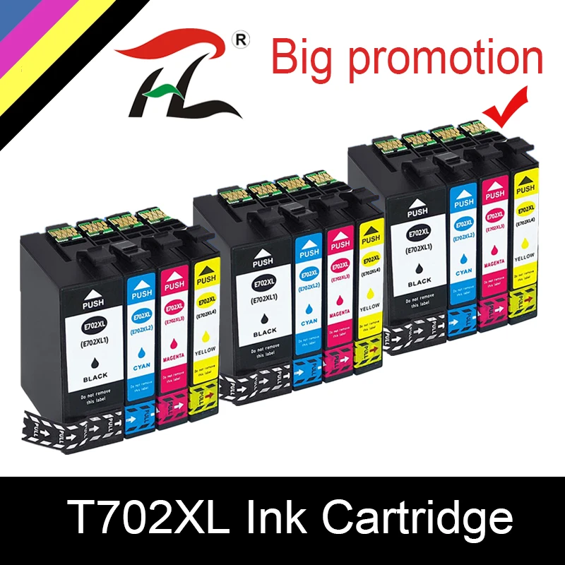 12 Pack 702 XL Compatible ink cartridge for Epson 702XL T702 for EPSON WorkForce Pro WF-3720 WF-3725 DWF printer