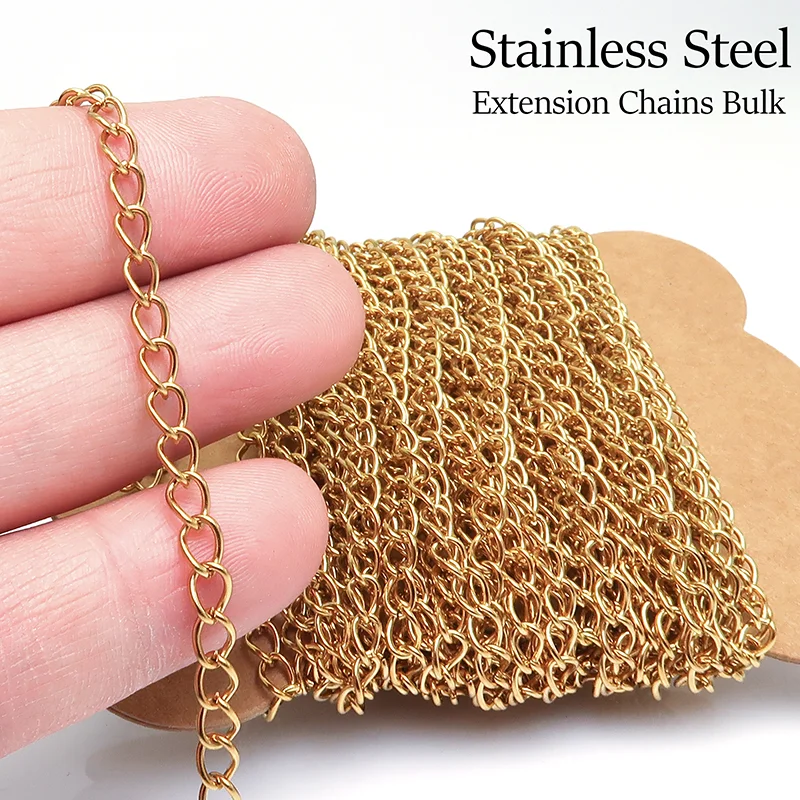 30 Fuß Edelstahl-Verlängerungskette Großhandel Rollen-Verlängerungskette Gold PVD Halskette Armband Schmuckherstellungszubehör – Detail 2