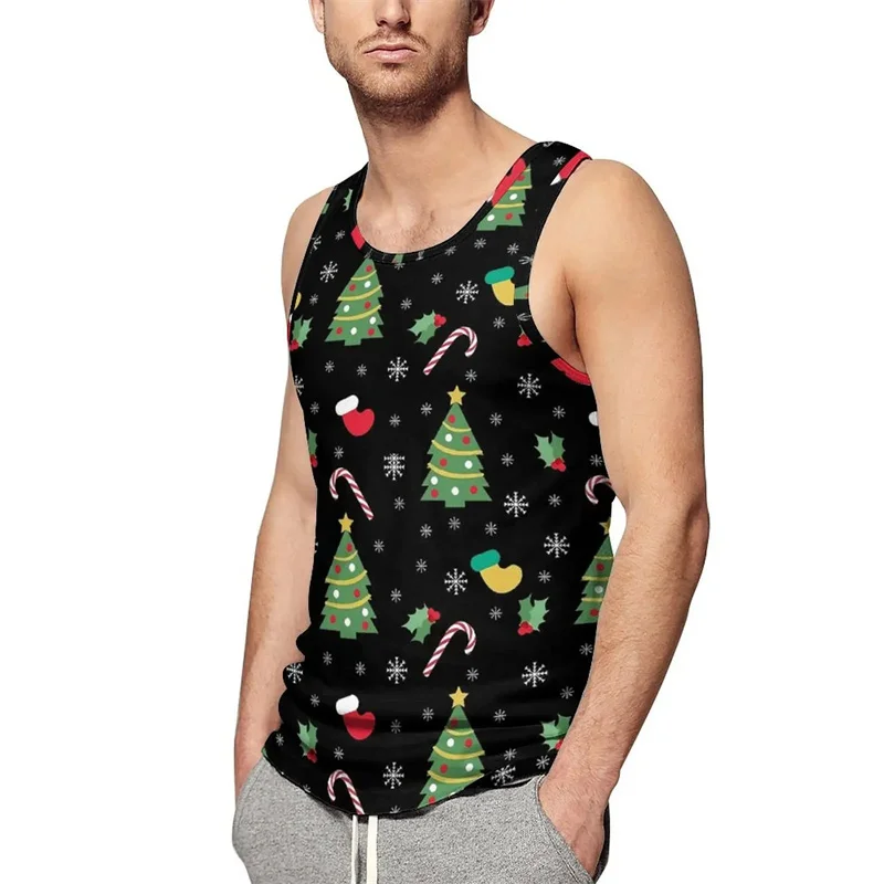 Summer Vintage New 3D Merry Christmas Printing Tank Top For Men Santa Xmas Graphic Tank Tops Kid Fashion Streetwear Clothing Top