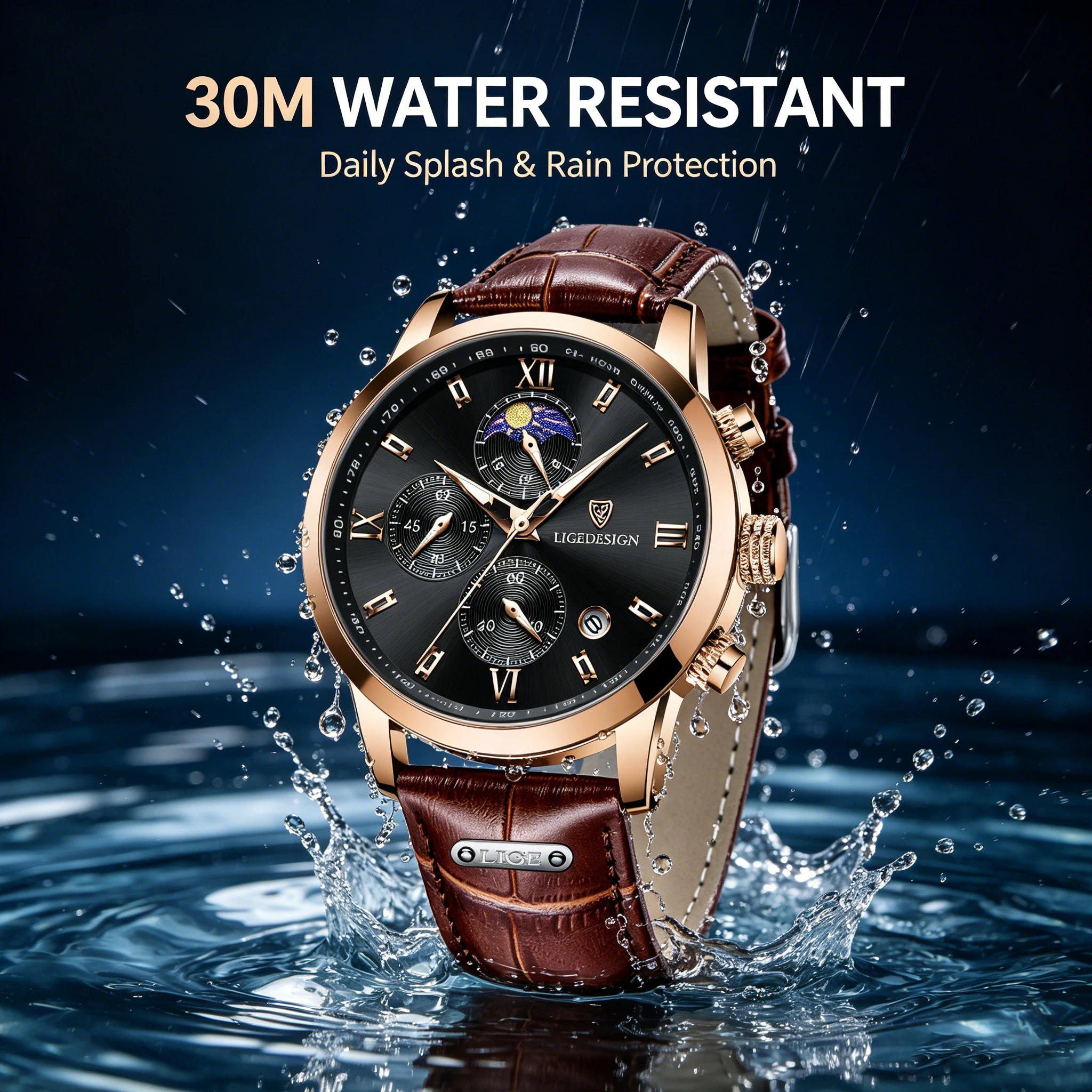 New Men's Watches LIGE Top Brand Luxury Men Wrist Watch Leather Quartz Watch Sports Waterproof Male Clock Relogio Masculino+Box