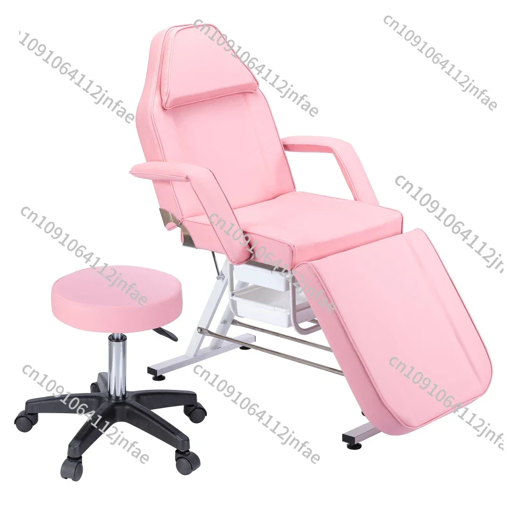 

Luxury Massage Recliner Chair with Dual Trolleys & Hydraulic Stool – Multi-Functional 3-Section Facial Bed for Salon Spa