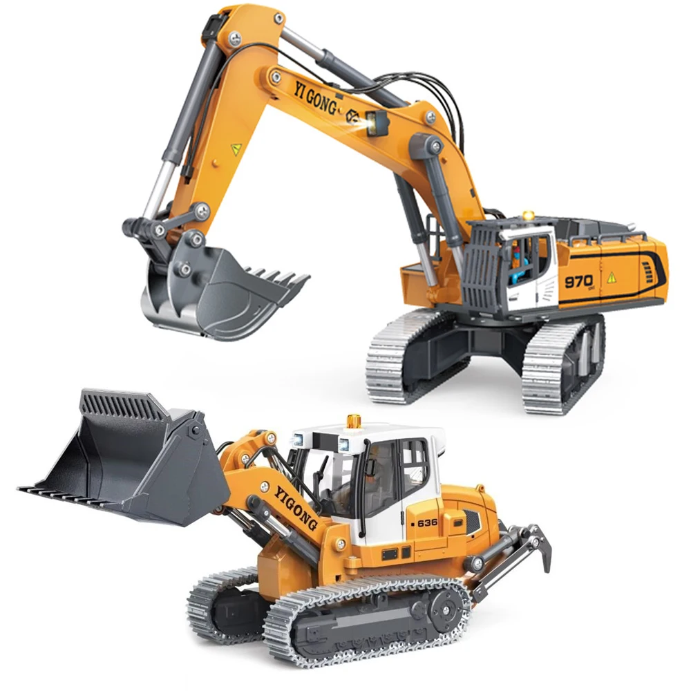YI GONG 636 970 1/50 RC Simulationsmodell aus Legierung, Kettenbulldozer/Bagger, RTR RC Auto, Schraubenbagger-Spielzeug
