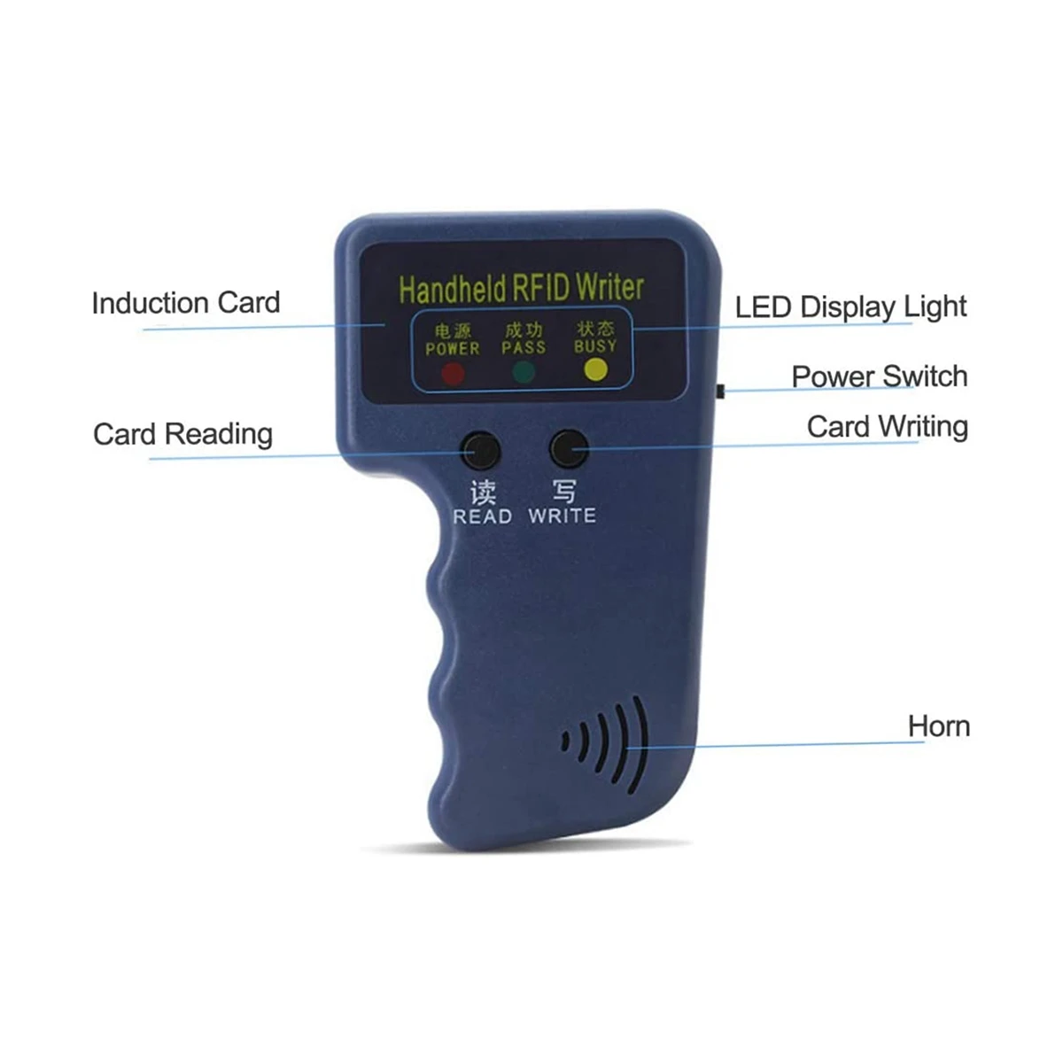 Handheld-RFID-Kartenkopierer, 125 kHz ID (EM4100/HID/AWID), Duplikator, Lesegerät, Schreibgerät mit 6 beschreibbaren Schlüsselanhängern + 6 beschreibbaren Karten