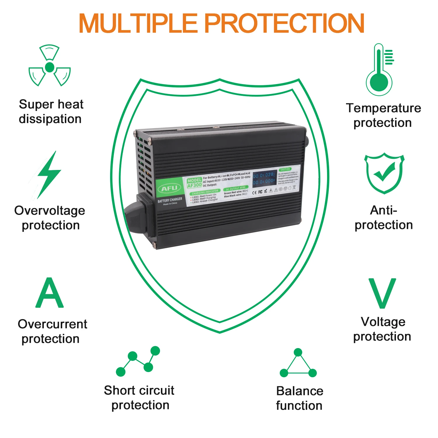 84V 3.5A Li-ion Battery Charger Usd For 20S 72V 74V Li-ion Battery With OLED Display Fast Charger