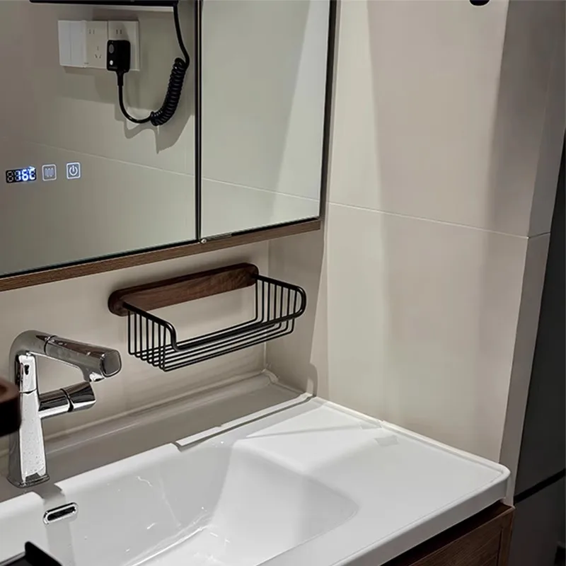 Toilet paper towel holder roll rack free punch walnut drawer toilet storage rack solid wood roll paper holder