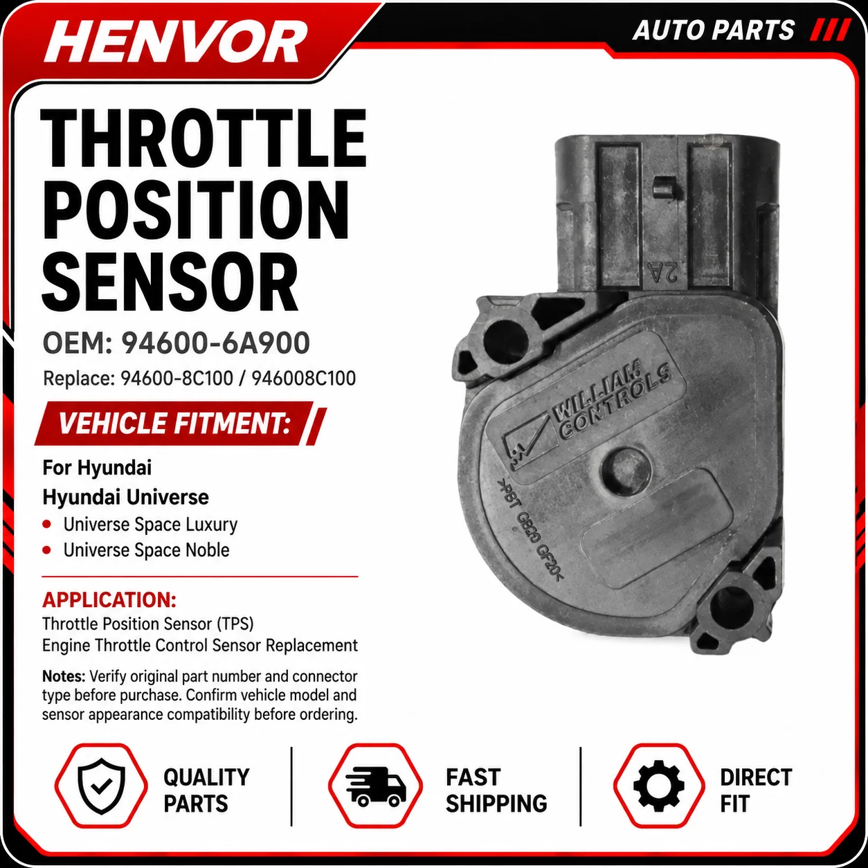 Throttle Position Sensor TPS 94600-6A900 For Hyundai Universe Space Luxury Noble Replacement