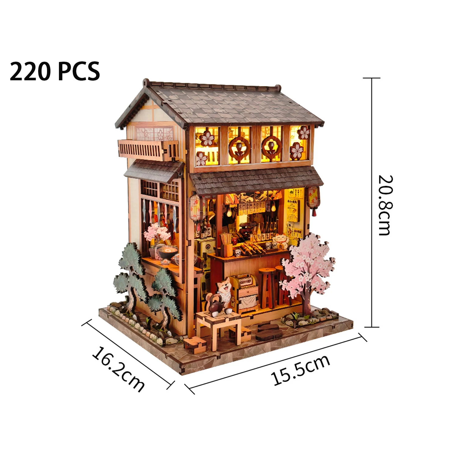لتقوم بها بنفسك خشبية مصغرة أطقم منمذجة مطعم ياكيتوري الياباني كازا ثلاثية الأبعاد لغز بيوت الدمى مع الأثاث لهدايا عيد ميلاد الأصدقاء #6