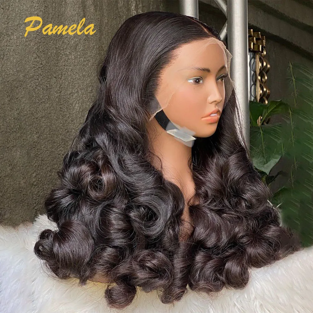 Super Double Drawn 250% Density Loose Wave 13X6 Transparent Lace Front Glueless Wig Human Princess Hair Ready To Go PrePlucked