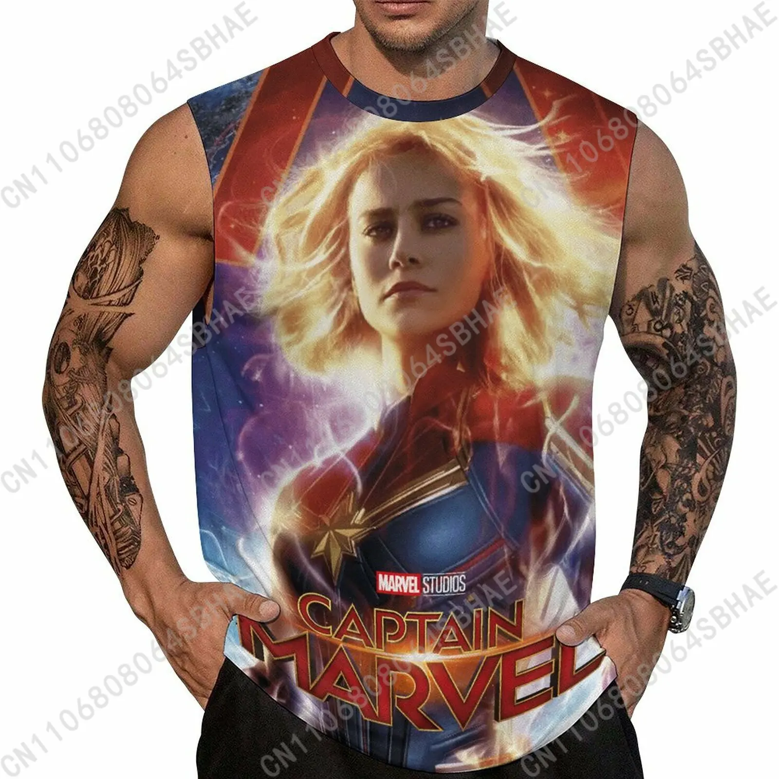 

Marvel Captain Marvel Custom Men's Sleeveless Shirt Personalized Tank Top Wear Summer Vest Tops Men Daily Use Cosplay