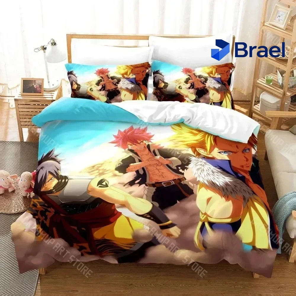 Exquisite 3D Print Anime Fairy Tail Logo Natsu Bedding Set Boys Girls Twin Queen Size Duvet Cover Pillowcase Bed Kids Adult Home