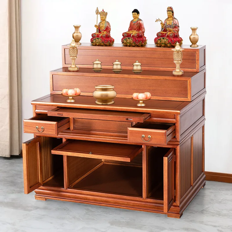 Household incense table multi-layer Buddhist table stepped shrine Buddhist hall ladder Buddhist cabinet supply table
