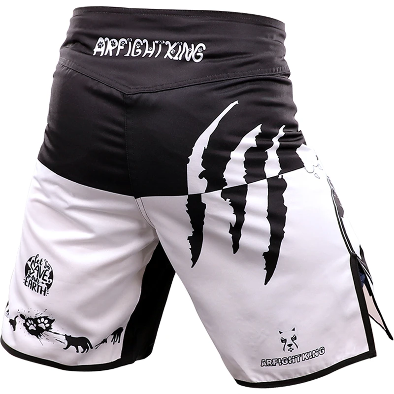 ARFIGHTKING  Men Cat Thai Shorts Boxing Shirts Fitness Training BJJ Kickboxing Shorts Kids MMA Muay Thai Grappling Trunks