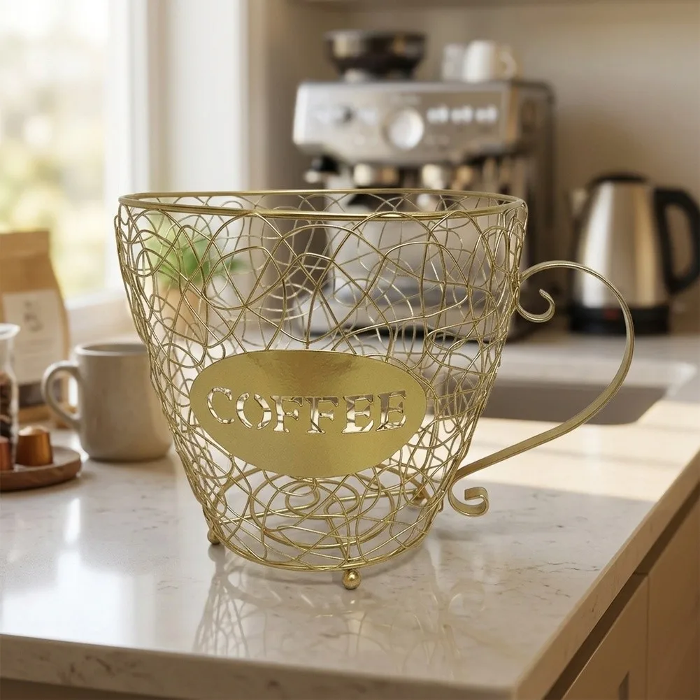 Spacious Iron Coffee Pod Stand with Uniform Wire Design Promoting Air Circulation and Reducing Condensation Risks