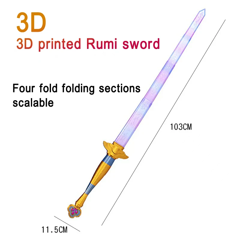 อุปกรณ์ประกอบฉากคอสเพลย์ดาบยาวสีม่วง รูปแบบดาบสัญลักษณ์รูมิ สำหรับการแสดงบทบาทสมมติ คุณภาพสูง ของวงดนตรีสาวปีศาจ