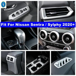 Matte Auto Air Outlet Vent / Glass Lift Button / Gear Shift Head Accessories Cover Trim For Nissan Sentra / Sylphy 2020 - 2024