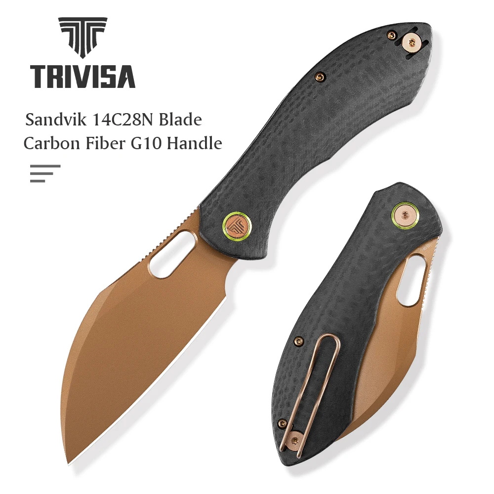 

TRIVISA Pocket Folding Batwing Knife for Men 14C28N Blade G10 Handle Ferramentas Survival Camping Fishing Hunting with Clip EDC