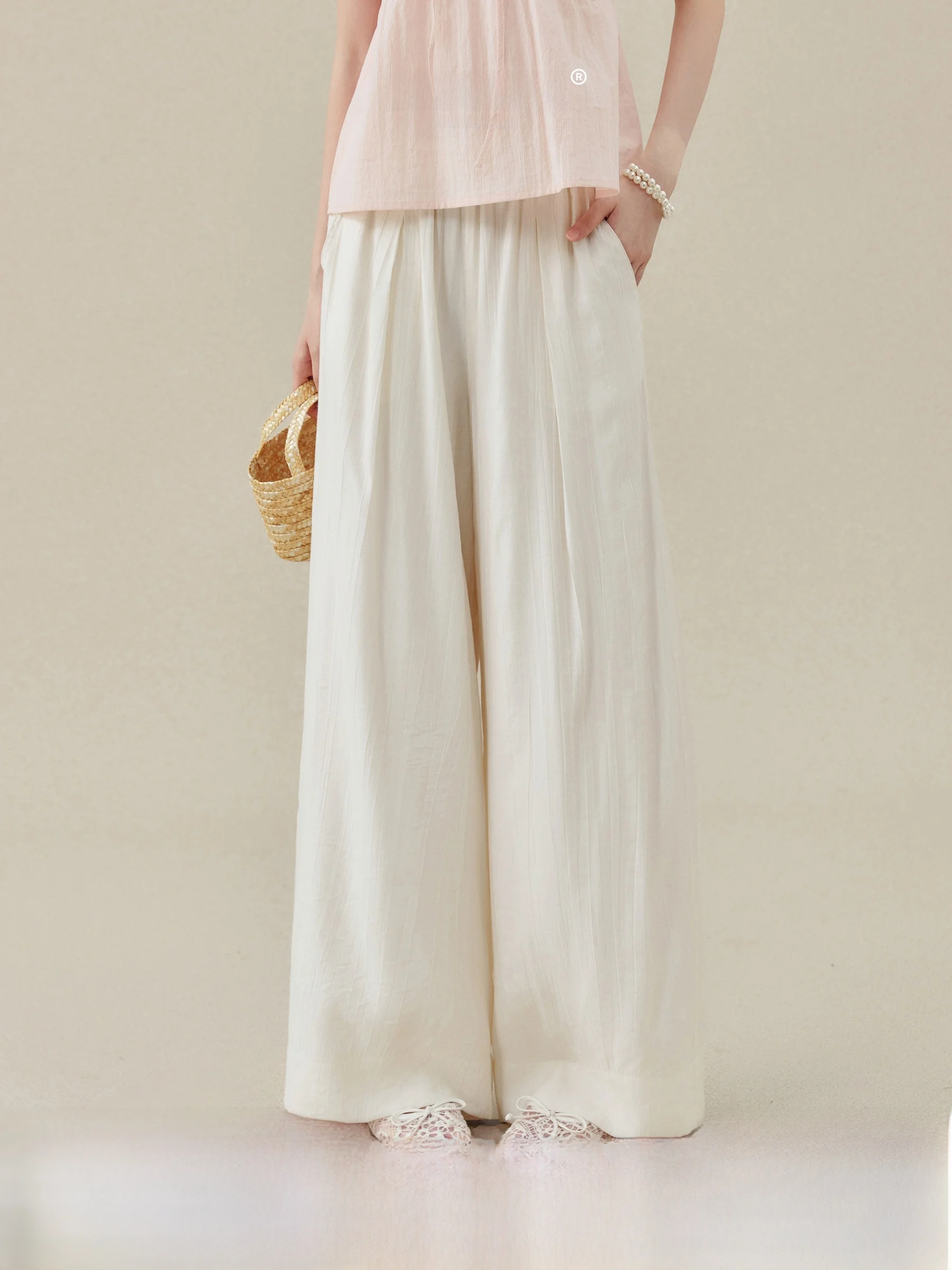 

Женские широкие брюки Ouyang Xi из хлопка, весна 2026, новинка, свободные, с высокой талией, длинные, повседневные, в расслабленном стиле