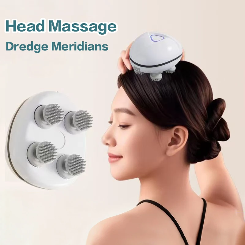 

Electric Handheld Head Massager Antistress Relax Body Massage Relieving Muscle Tension Massager With Four Rotating Massage Heads