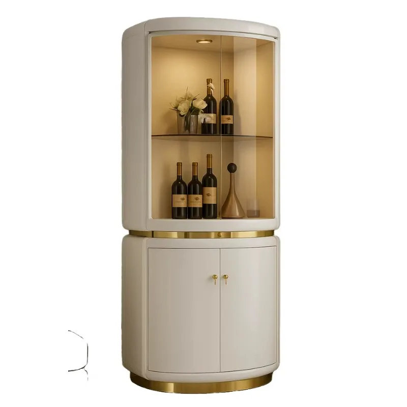 High-end living room corner wine rack cabinet triangular fan-shaped storage, luxurious charm