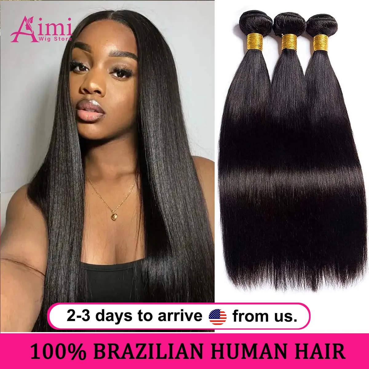 

30-дюймовые прямые пучки человеческих волос, бразильский натуральный цвет, 100% наращивание человеческих волос Remy, 3/4 пучка утка для чернокожих женщин