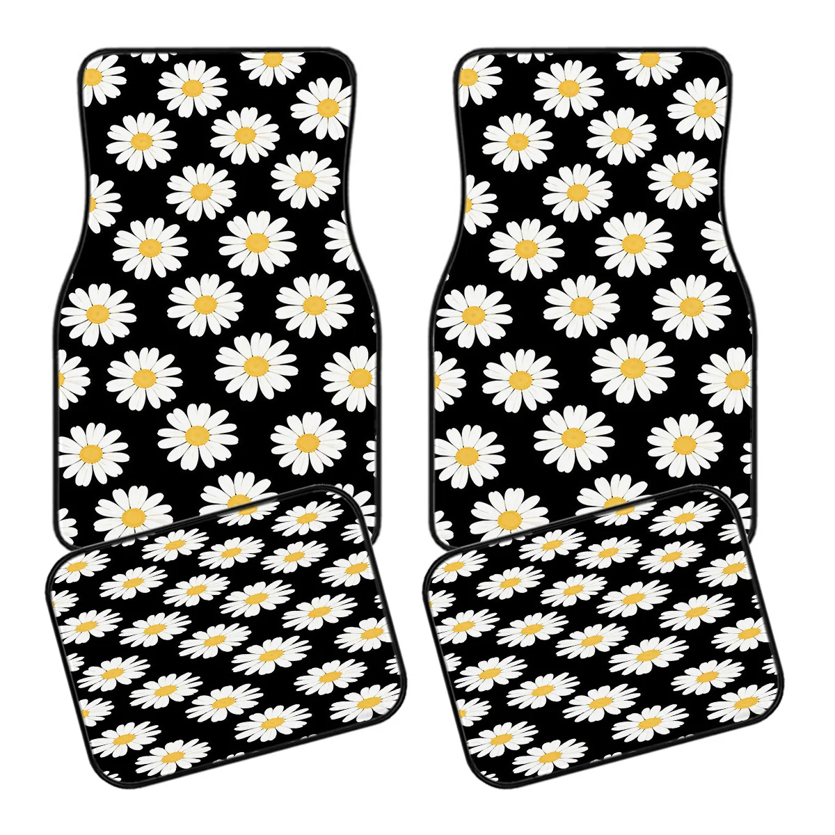 4pcs Car Floor Mats, Featuring A Unique And Design, Suitable For All Seasons. Comes With A Variety Of Colorful Floral Design P
