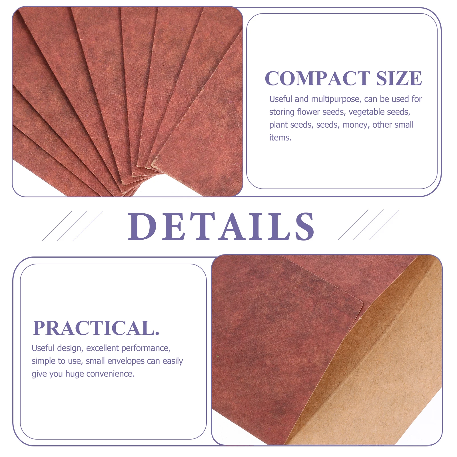 

50 pcs Kraft Paper Vintage Small Storage for Vegetable Plant Envelopes Resealable Lightweight Portable for Home