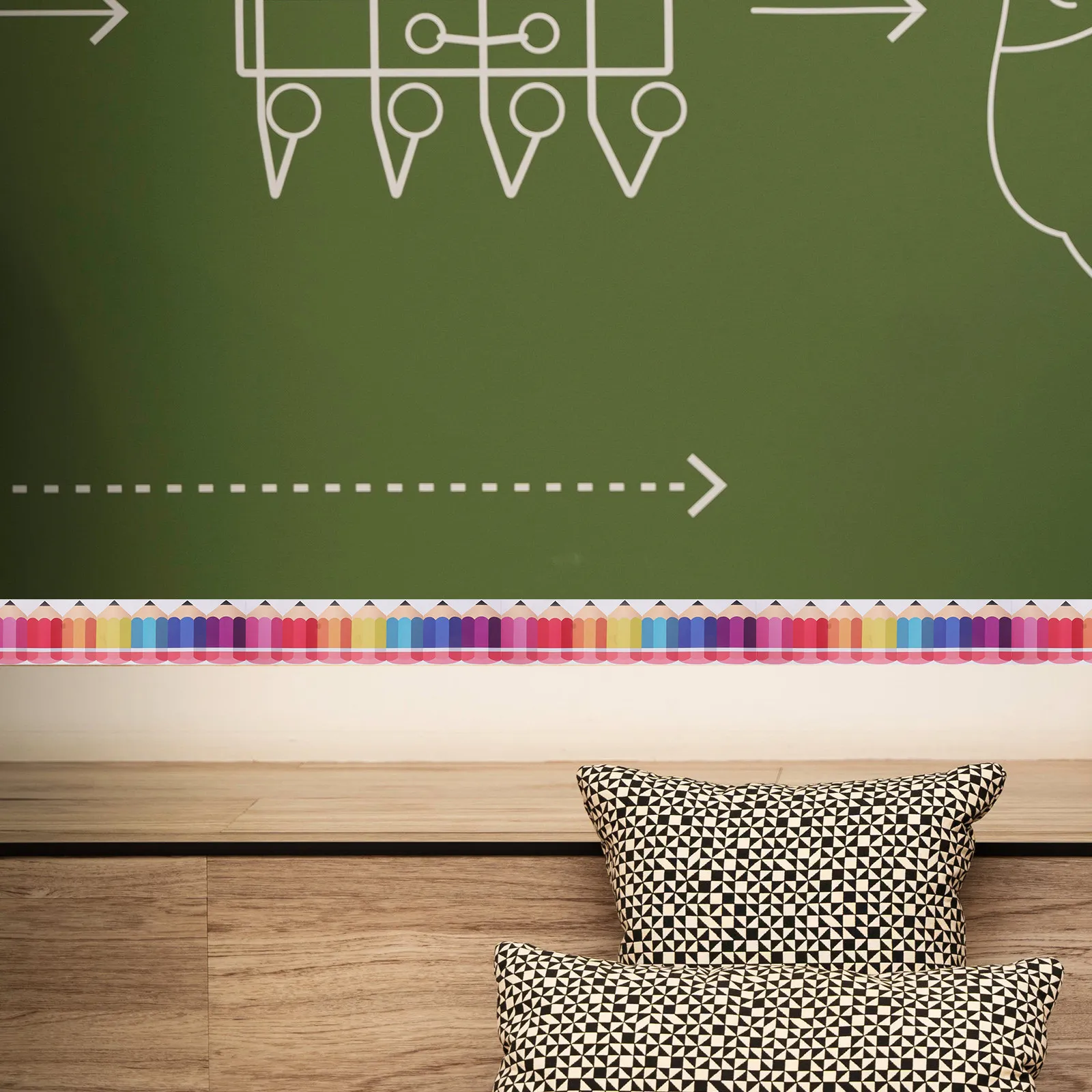 

Removable Pencil Border Trim for Bulletin Board Blackboard DIY Decoration Stylish Border Bulletin Board Borders Sticker