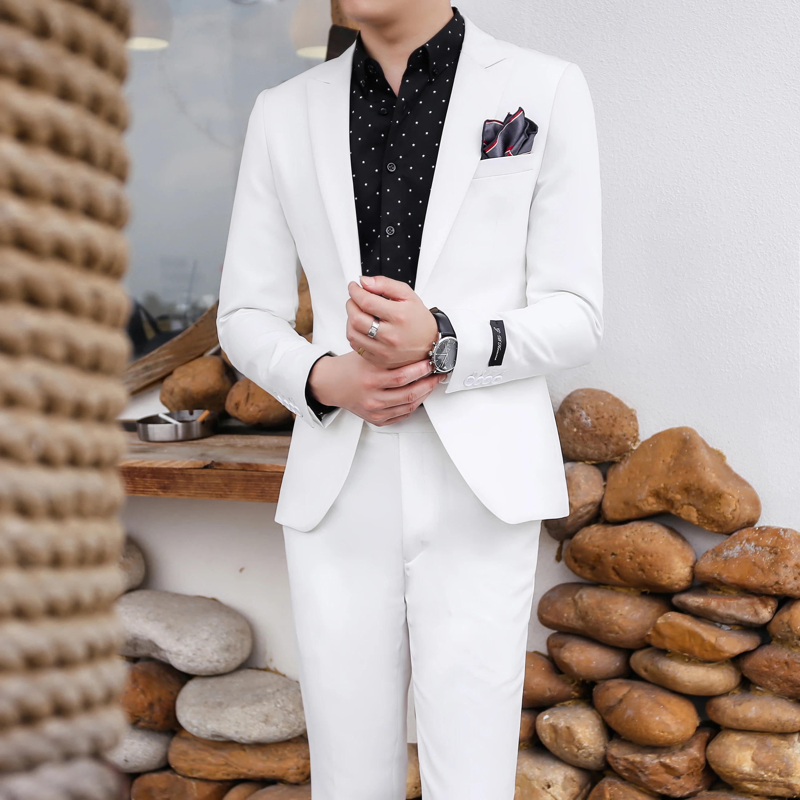 

Elegant White Civil Wedding Dress 2023 Mens Groom Suits With Pants Gentleman Outfits Social 2 Pcs Slim Fit Smoking Clothes Party