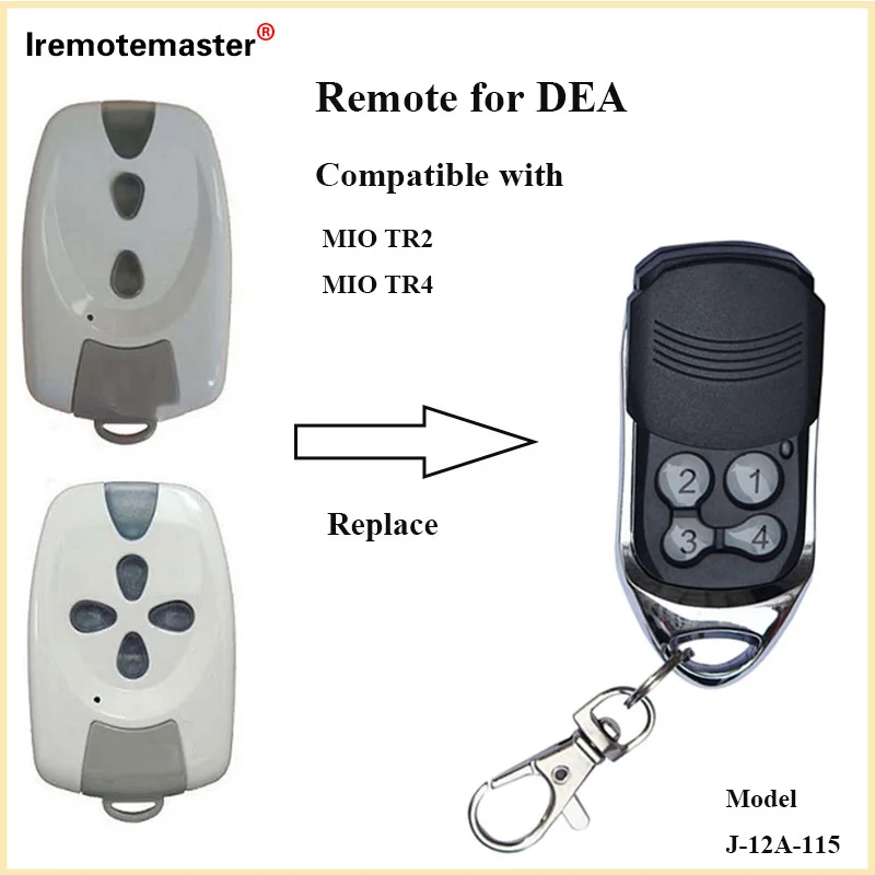 For DEA MIO TR2 TR4 Garage Door Remote Control Rolling Code 433.92mhz DEA GT2 GT4 Vzdialená with GOLD 288 and 289 Gate Keychain