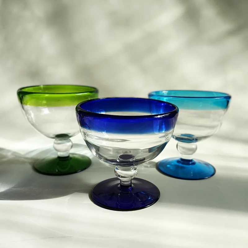 

Medieval cup primary color glass ice cream cup Vintage Cocktail Cup salad bowl dessert Vintage ice cream bowl