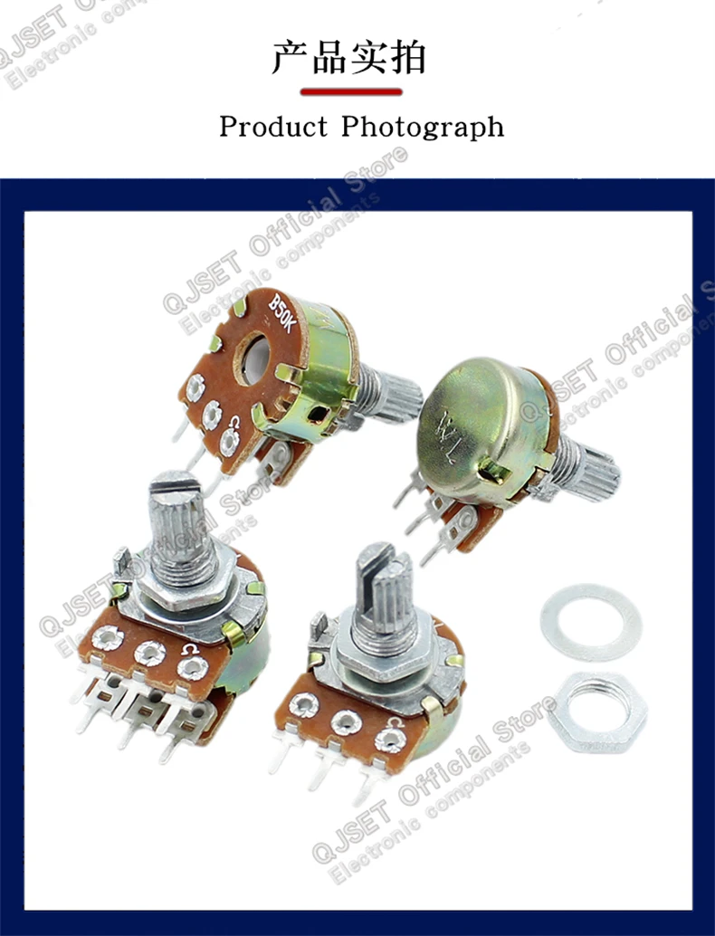 5 stücke WH148 3-pin/6-pin Audio Verstärker Dreh Potentiometer Einstellbaren Widerstand B1KΩ 2K 5K 10K 20K 50K 100K 250K 500K 1M Ohm AG – Detail 12