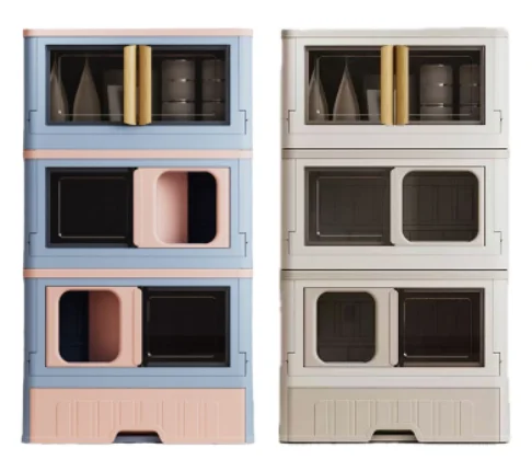 Wholesale 3-in-1Foldable Cat House Condo With Litter Box & Storage Cabinet Stackable Modular Pet Villa Indoor Cat Cage Furniture